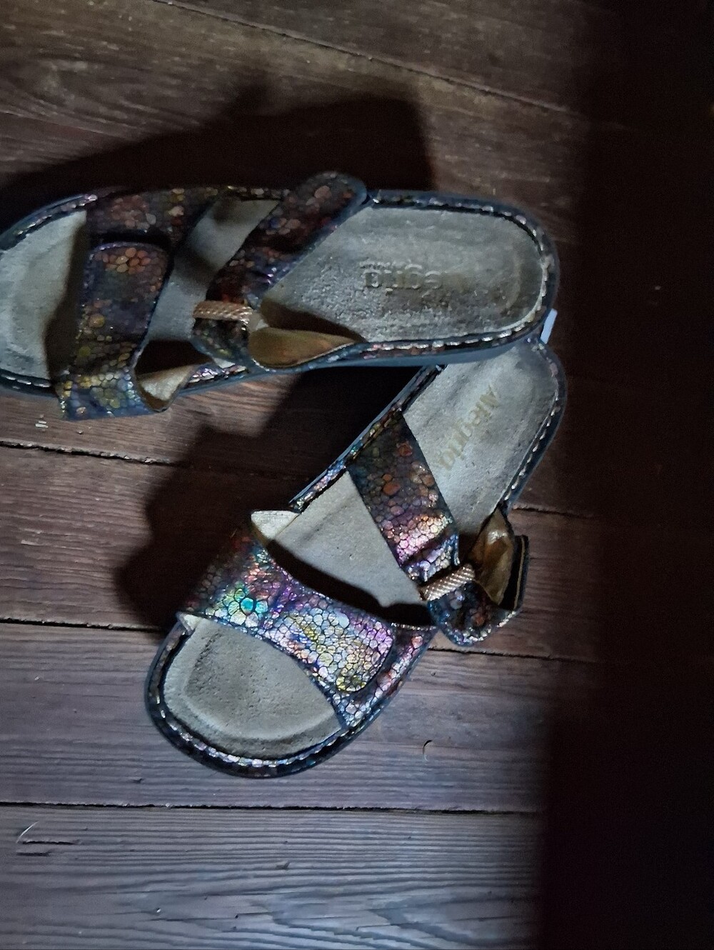 Womens Iridescent Multi-Color Slide Sandals